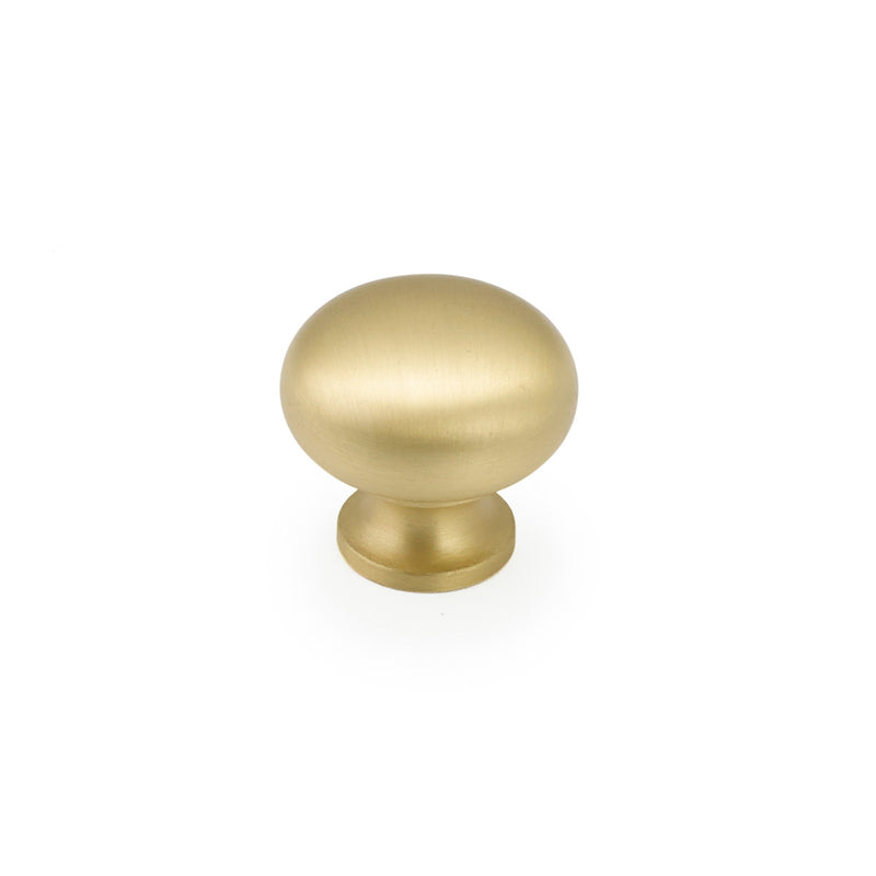 Schaub Country, Round Knob, Satin Brass, 1-1/4" dia