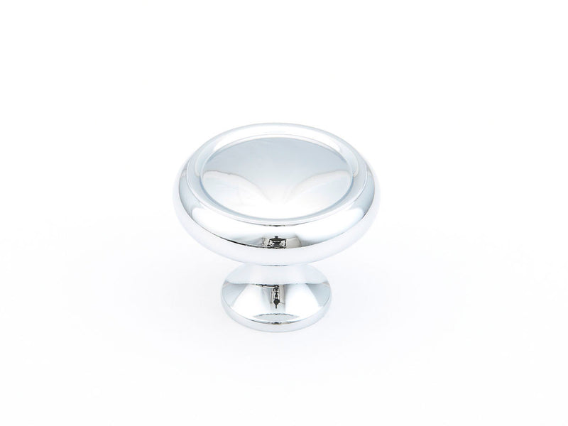 Schaub Traditional / Country, Rimmed Round Knob, Polished Chrome, 1-1/4" dia