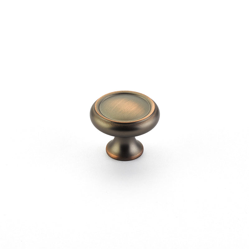 Schaub Traditional / Country, Rimmed Round Knob, Aurora Bronze, 1-1/4" dia