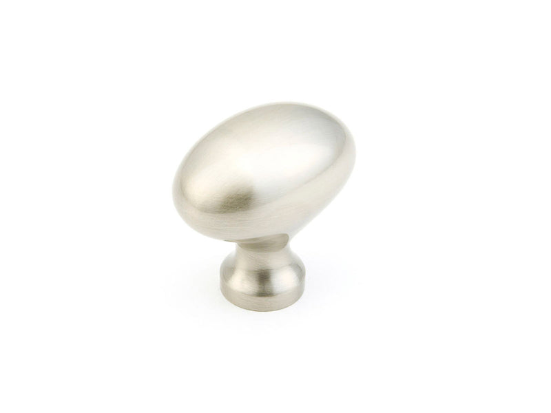 Schaub Traditional / Country, Knob, Oval, Satin Nickel, 1-3/8" dia