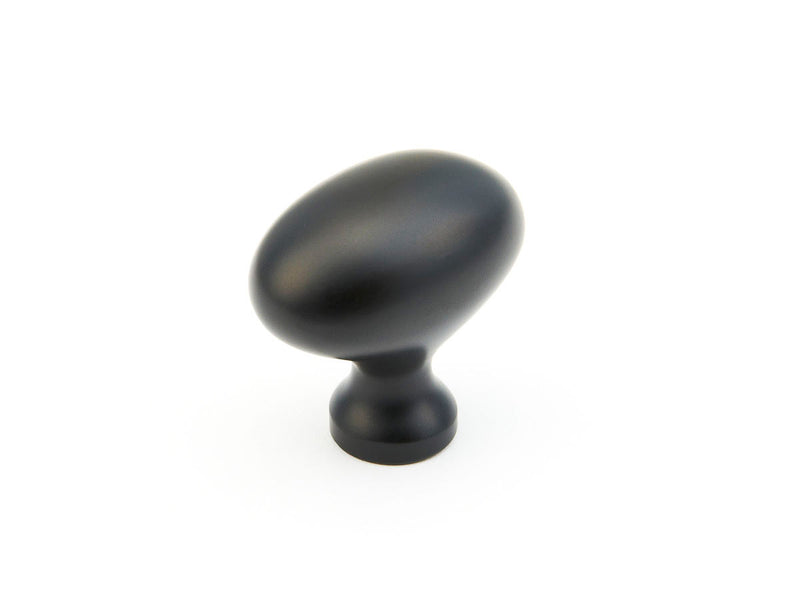 Schaub Traditional / Country, Knob, Oval, Flat Black, 1-3/8" dia