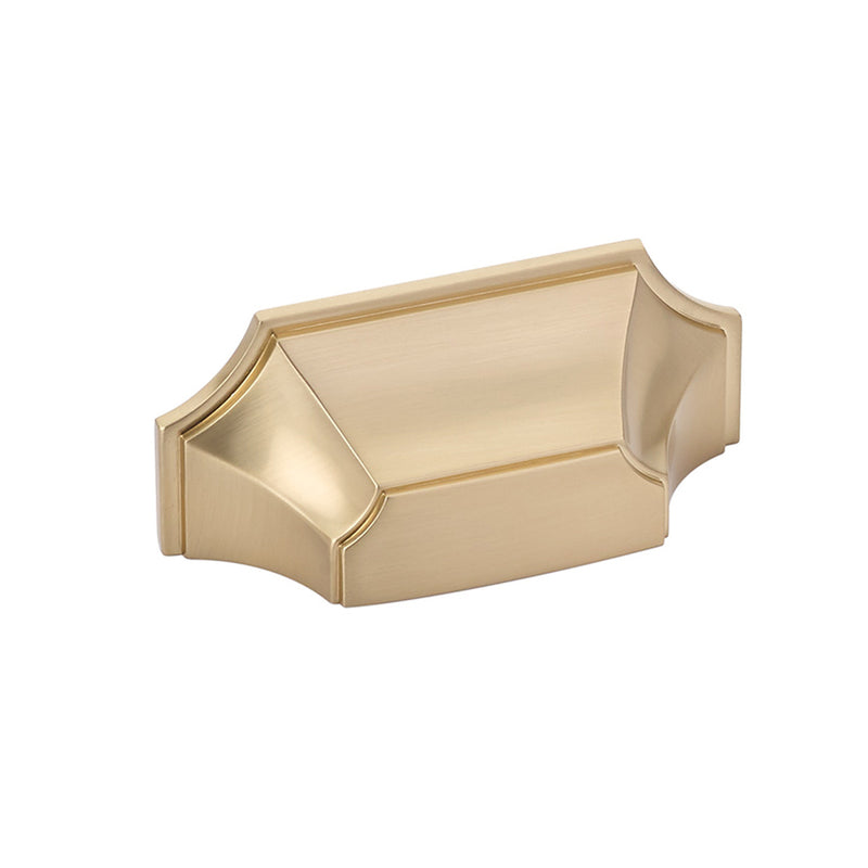 Schaub Empire, Cup Pull, Signature Satin Brass, 3" cc