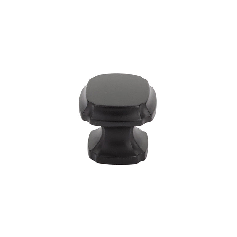 Schaub Empire, Knob, Square, Matte Black, 1-3/8" dia