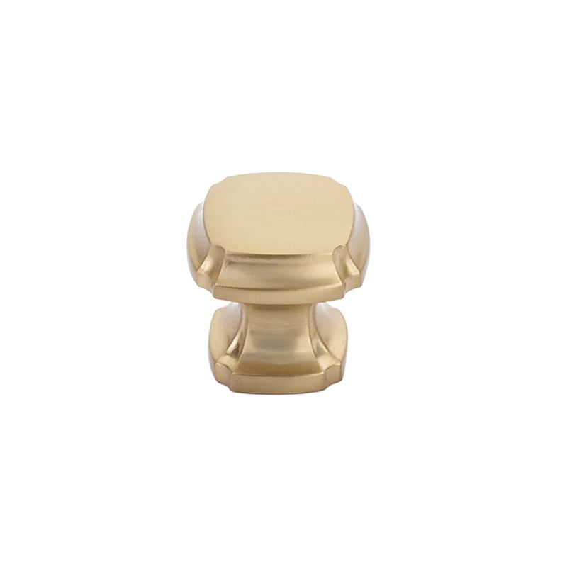 Schaub Empire, Knob, Square, Signature Satin Brass, 1-3/8" dia