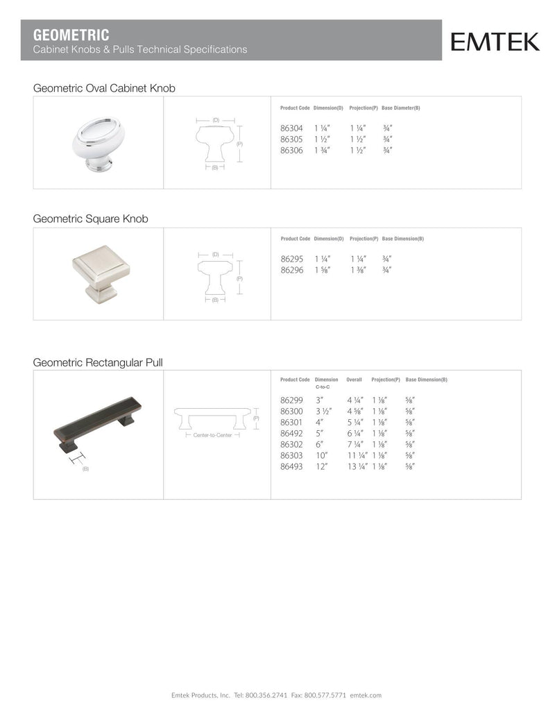 Emtek Geometric Rectangular Cabinet Pull - Hentell