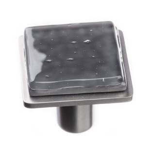 Geometric square slate gray on square satin nickel knob