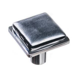 Geometric square irid black on square polished chrome knob