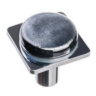 Geometric round irid black on square polished chrome knob