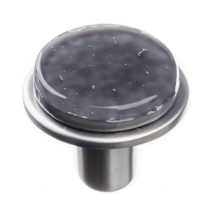 Geometric round slate gray on round satin nickel knob