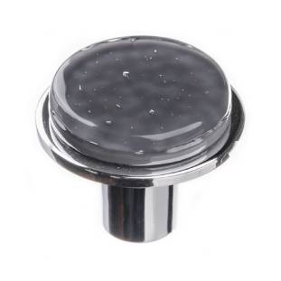 Geometric round slate gray on round polished chrome knob