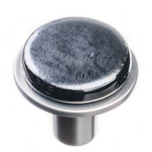 Geometric round irid black on round satin nickel knob