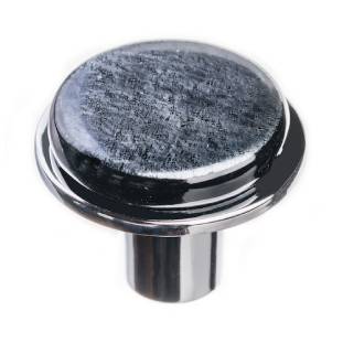 Geometric round irid black on round polished chrome knob
