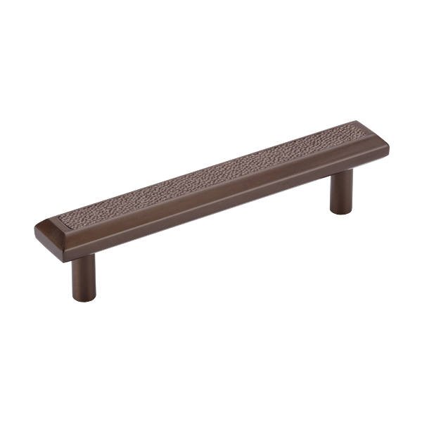 Tanners Craft Leather Accented Rectangular, beveled Cabinet Pull with straight posts