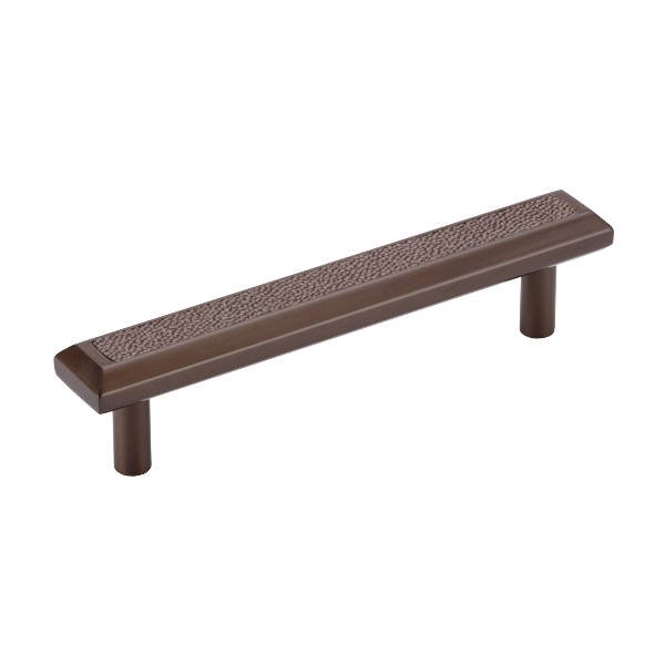 Leather Accented Rectangular, beveled Cabinet Pull with straight posts
