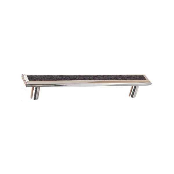 Leather Accented Rectangular, beveled Appliance Pull with straight posts