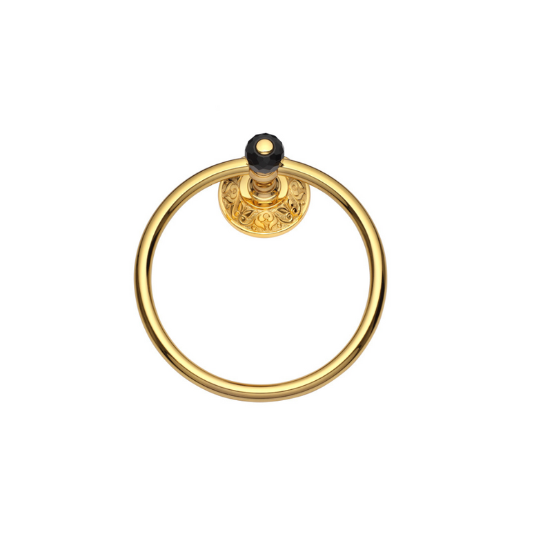 Vista D'oro Bloss Towel Ring with Black Crystal - Hentell
