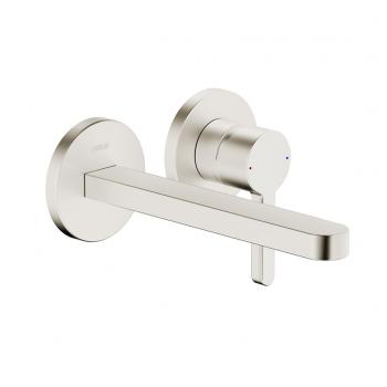 Edge 2-hole in-wall for wash basin, brushed nickel