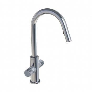 Edge two-knurl handle kitchen faucet with swivel spout and pull-down spray, chrome